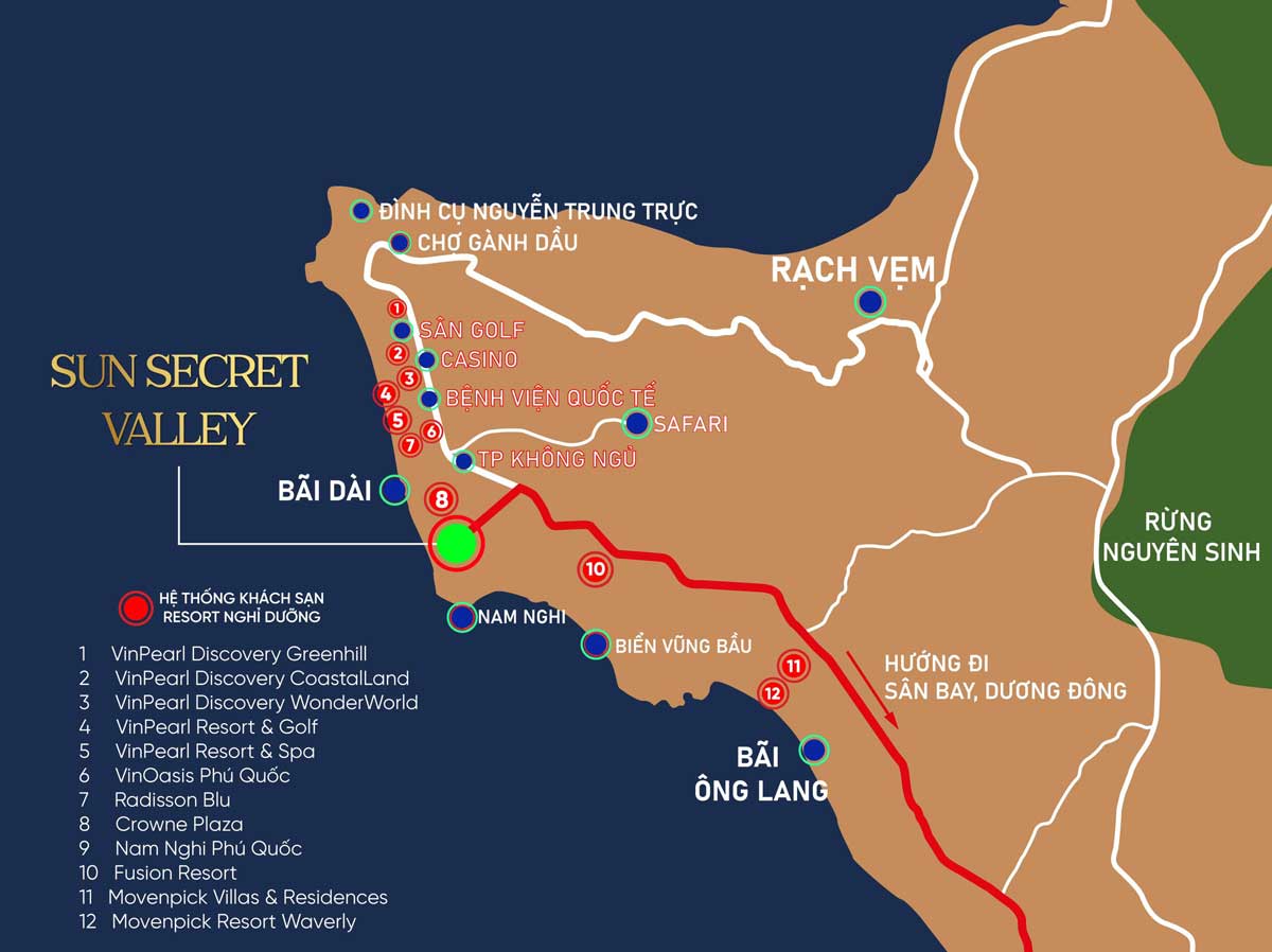Vị trí liên kết vùng Sun Secret Valley