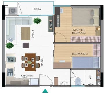 Diện Tích 49.56m²